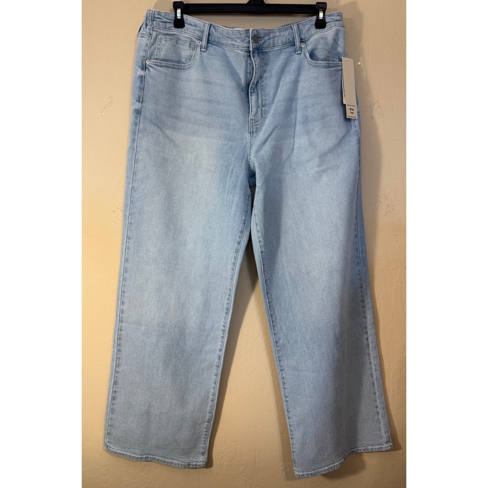 No Boundaries Baggy Wide Leg Jeans Women‎ XXL 20 Light Wash Blue Denim NEW